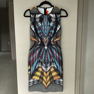 Clover Canyon Sleeveless Neoprene Bodycon Print Dress, Size M